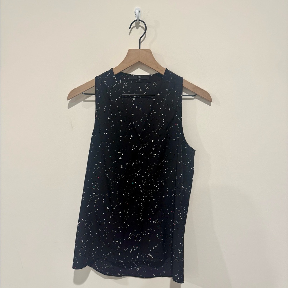 • Tibi • Women’s V Neck Tank Top Black Paint Splatter
Size 2